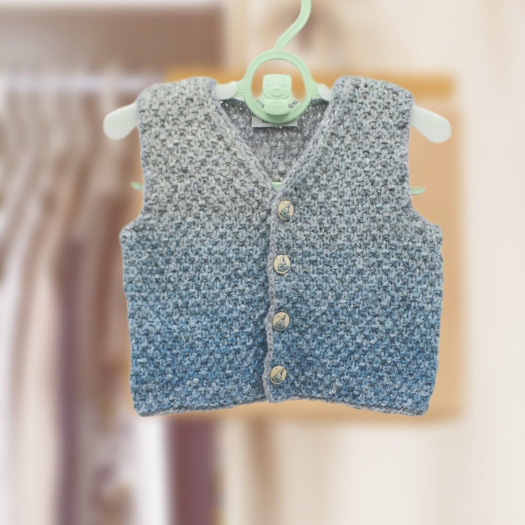 Baby Knopf-Weste 56 - 62, Muster Westover, Leibchen Mit Wolle von LaChouDesign