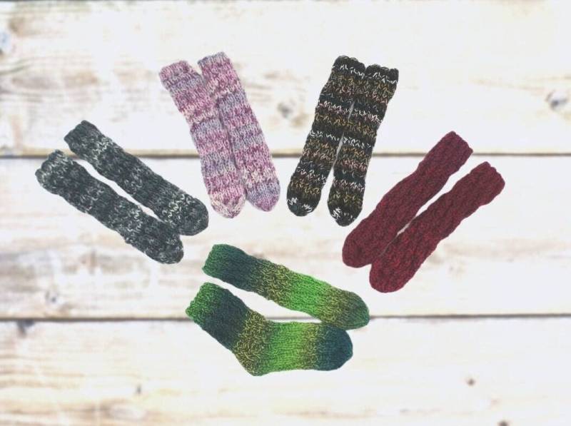 Kinder Spiralsocken 24 - 26, Mehrere Farben, Mitwachsende Strümpfe Ohne Ferse, Wolllsocken von LaChouDesign