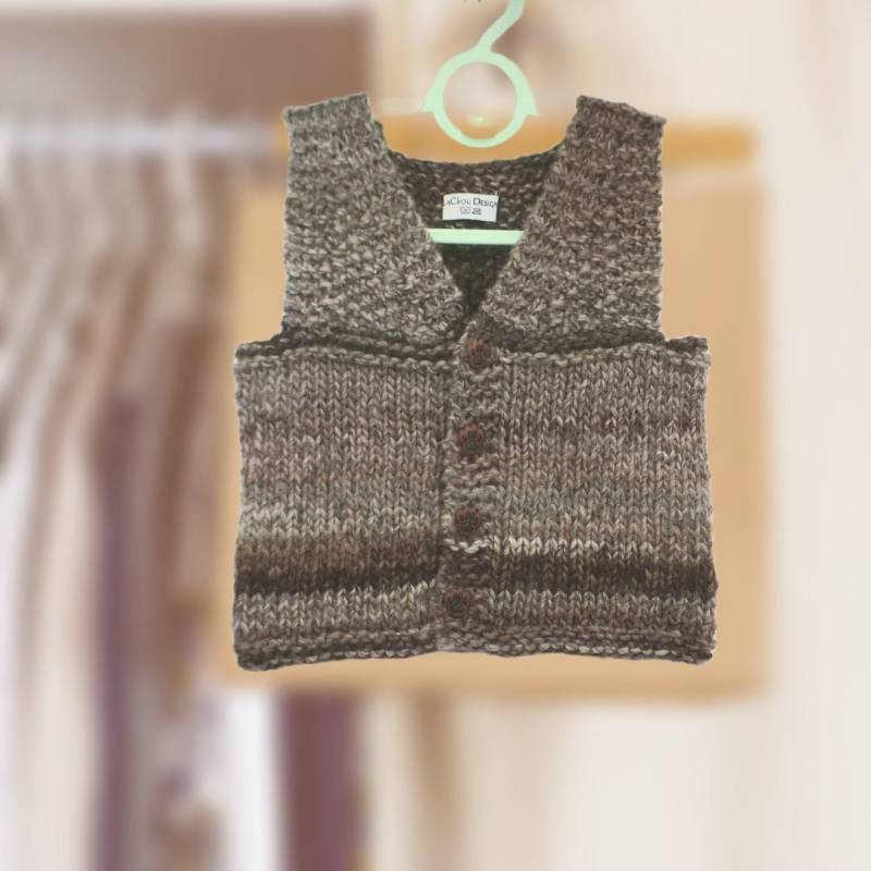 Kinder Retro Weste 80 - 86, Leibchen Aus Wolle, Westover Mit Knöpfen von LaChouDesign