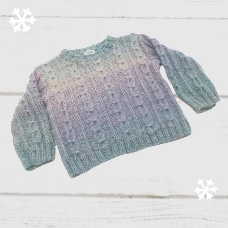 Kinder Zopf-Pulli 86 - 92, Strick Shirt, Pullover Farbverlauf von LaChouDesign