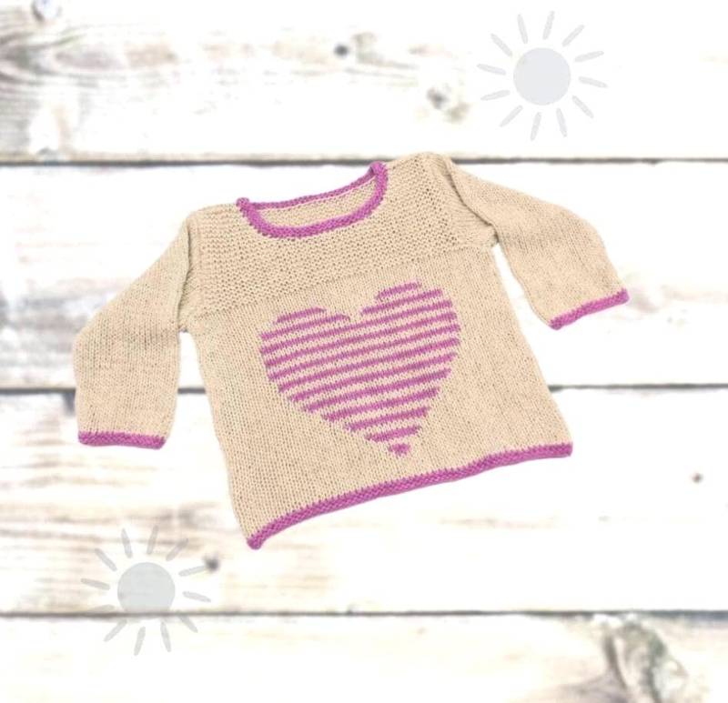 Mädchen Pulli Herz 80 - 86, Strick Shirt, Langer Motiv Pullover von LaChouDesign