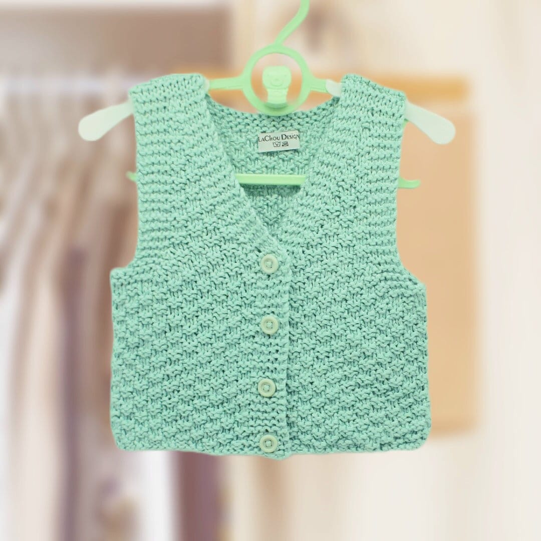 Muster Weste 74 - 80, Westover Mit Knöpfen, Leibchen Seide, Mint Grün von LaChouDesign