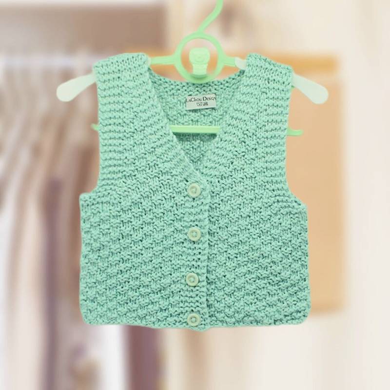 Muster Weste 74 - 80, Westover Mit Knöpfen, Leibchen Seide, Mint Grün von LaChouDesign