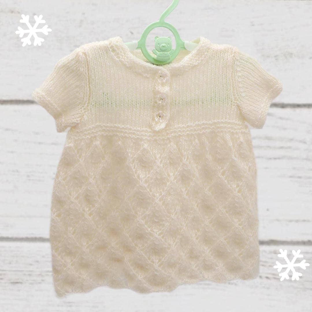 Wollkleid Cremeweiß 56 Bis 62, Taufkleid Mit Lochmuster, Alpaka Schurwolle von LaChouDesign