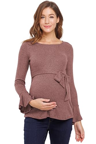 Damen Umstands-Pullover mit Glockenärmeln, Malvenfarben, Groß von LaClef