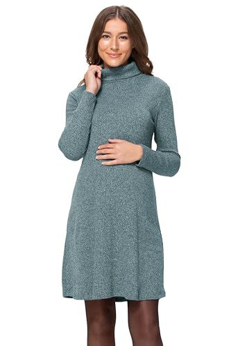 Langärmeliges Umstandskleid mit Rollkragen für Damen, Blaugrün/Ein Hauch von Paradies (Trace of Paradise), Mittel von LaClef