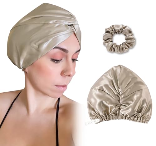 LaCourse Verstellbare 22 Momme 100% Maulbeerseide Schlafhaube für Damen, Doppelschichtige Seidenhaube mit verstärktem elastischem Bund für sicheren Halt. Karamell LaCourse Verstellbare 22 Momme 100% Maulbeerseide Schlafhaube für Damen, Doppelschichtige Seidenhaube mit verstärktem elastischem Bund für sicheren Halt. Karamell von LaCourse