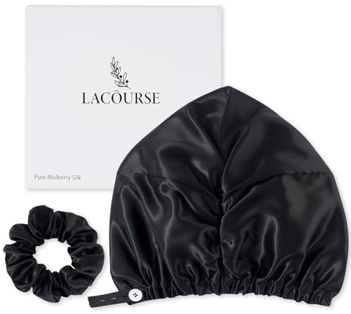 LaCourse Verstellbare 22 Momme 100% Maulbeerseide Schlafhaube für Damen, Doppelschichtige Seidenhaube mit verstärktem elastischem Bund für sicheren Halt. Schwarz LaCourse Verstellbare 22 Momme 100% Maulbeerseide Schlafhaube für Damen, Doppelschichtige Seidenhaube mit verstärktem elastischem Bund für sicheren Halt. Schwarz von LaCourse