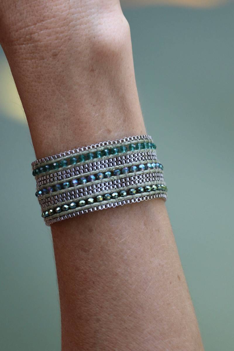 Perlen Armband Cosmo Anthrazit Grün Mit Nephrit Und Hämatit von LaCozyShop