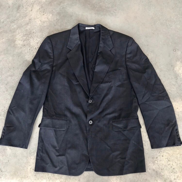 Emanuel Ungaro Uomo Blau Wolle Tweed Mens Blazer Jacke Sakko B Sz 40R 40 R von LaCroisette