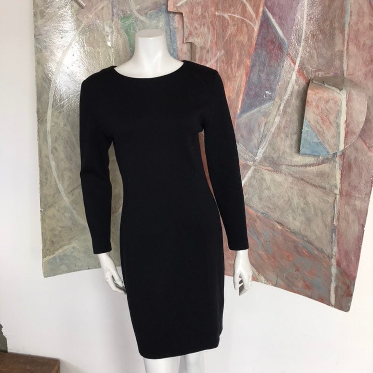 Jahrgang Adrienne Vittadini Black Wolle Mischung Ausschnitt Hinten Langarm Kleid Zierliche 6 von LaCroisette