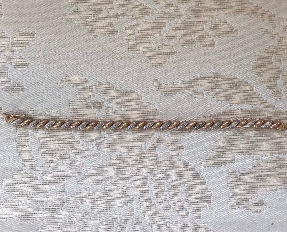 Vintage Sterling Silber Gold Strass Kette Chainlink Armband Markiert 925 von LaCroisette