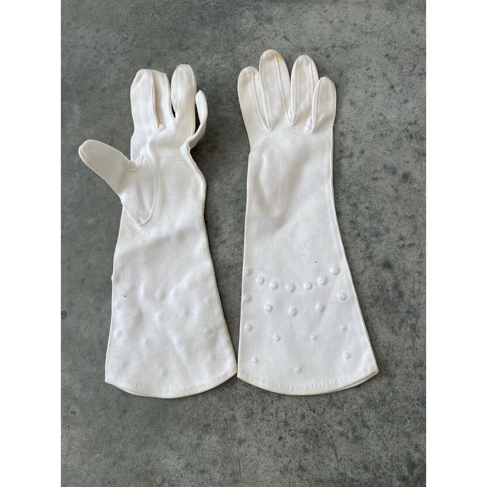 Vintage Weiße Handschuhe Polkadot Glendoe Damen Mittlere Länge Größe 6, 5 von LaCroisette