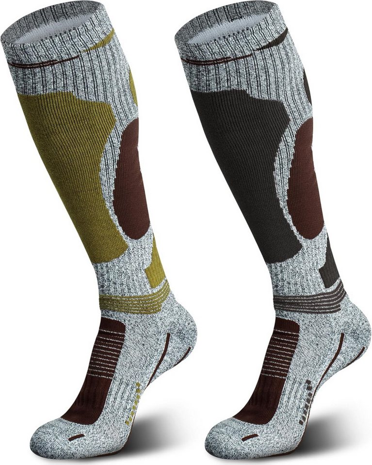 LaCute Skisocken Thermo Skisocken Merinowolle 2er-Set für Damen & Herren Outdoor (2er-Pack funktioneller Merinowoll-Kompressionssocken, 2-Paar, 2 Paar Thermosocken für Damen & Herren aus Merinowolle) Thermo-Kompressionssocken mit Merinowolle von LaCute