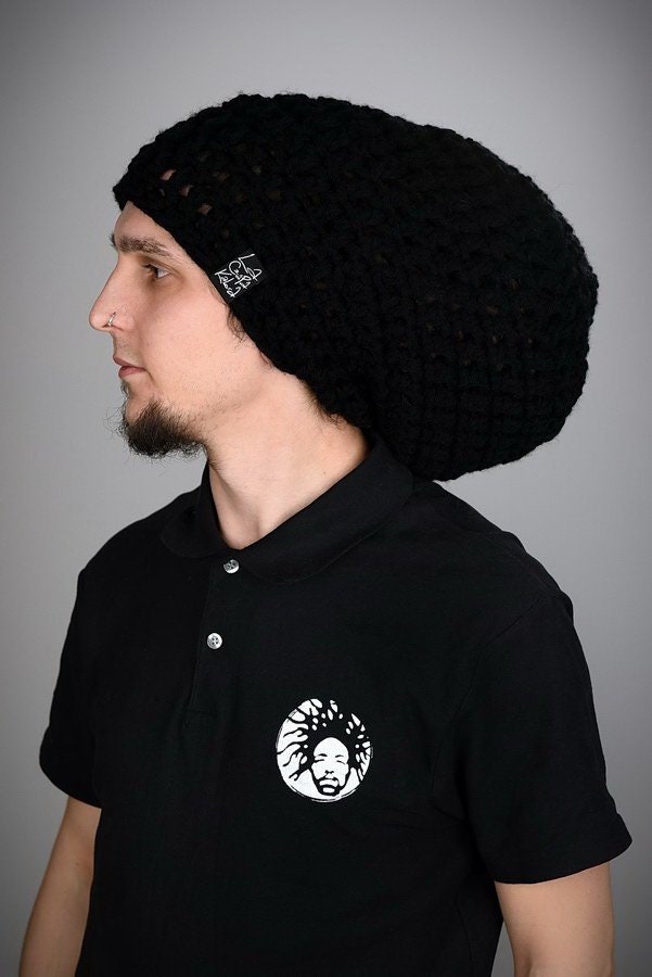 Dreadlove Mono Black/Handgefertigte Mütze Für Dreads Dreadlocks Wolle Dreadhat Rasta Boho Hippie von LaCzapaKabra