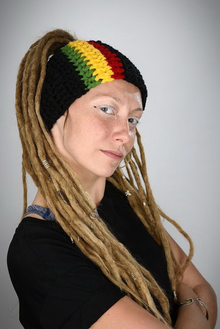 Dreadlove Rasta Band/Handmade Mono Für Dreadlocks Wolle Dreadhat Rasta Boho Hippie Reggae von LaCzapaKabra