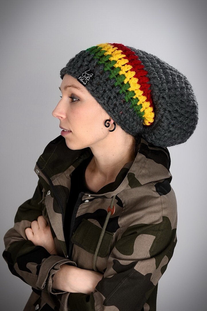 Dreadlove Rasta Dunkel Grau/Handgemachte Mütze Für Dreads Dreadlocks Wolle Dreadhat Boho Hippie von LaCzapaKabra