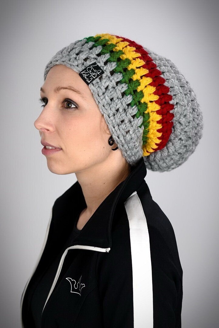 Dreadlove Rasta Light Grey/Handgefertigte Mütze Für Dreads Dreadlocks Wolle Dreadhat Boho Hippie Reggae von LaCzapaKabra
