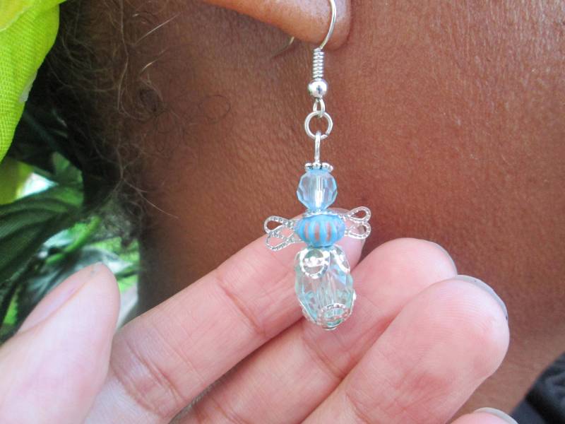 Blaue Engel Ohrringe/Ohrhänger/Hängeohrringe/Silberohrringe/Schmuck Handarbeit/Hypoallergen/Chirurgenstahl/Accessoire von LaDStyle