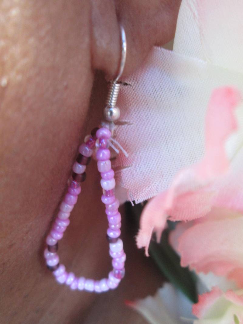 Pinke Regentropfen Ohrringe/Rosa Ohrringe/Braune Ohrringe/Perlenohrringe/Handgemachter Schmuck von LaDStyle