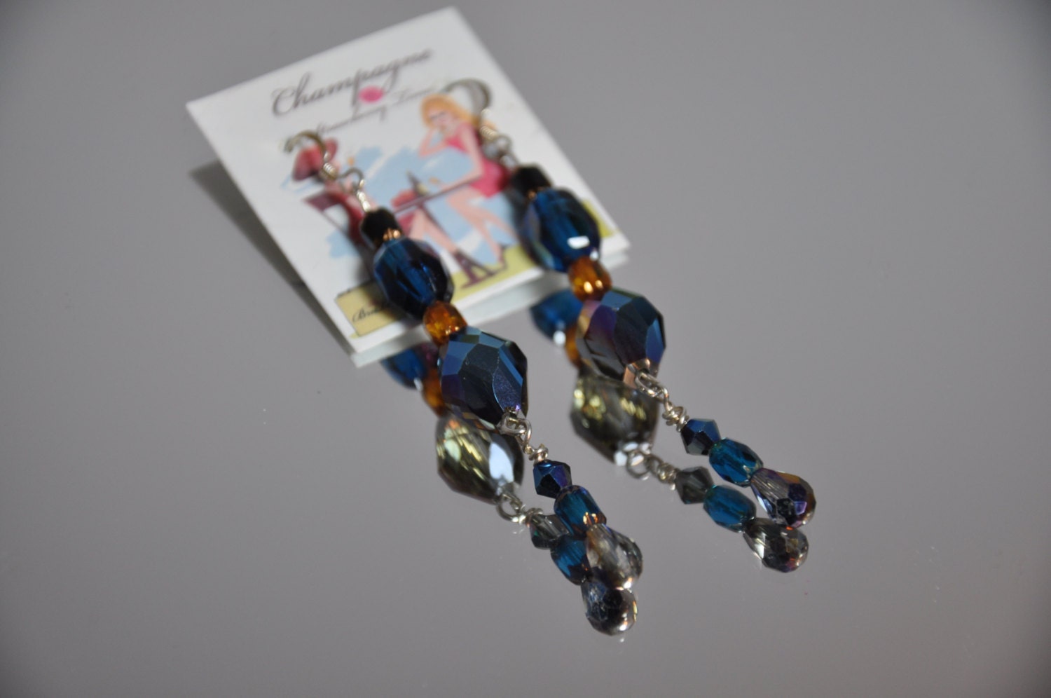 Glas Blau & Kupfer Ohrringe, Handgemacht, Sterling Silber Glas Blau & Kupfer Ohrringe, Handgemacht, Sterling Silber von LaDiDisDesigns