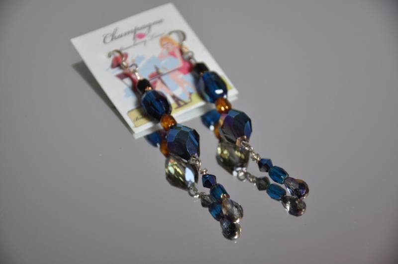 Glas Blau & Kupfer Ohrringe, Handgemacht, Sterling Silber Glas Blau & Kupfer Ohrringe, Handgemacht, Sterling Silber von LaDiDisDesigns