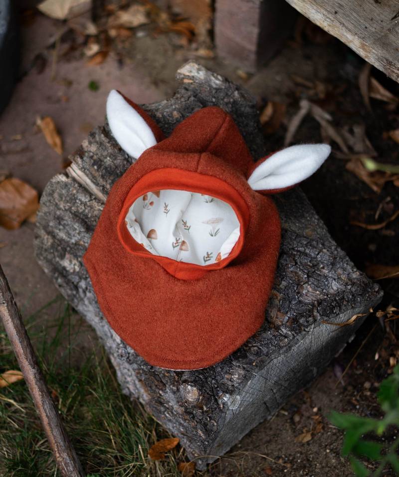 Schlupfmütze Fuchs Wollwalk | Baby Kind Warme Mütze Wollmütze Winter Gefütterte Geschenkidee von LaDresseria