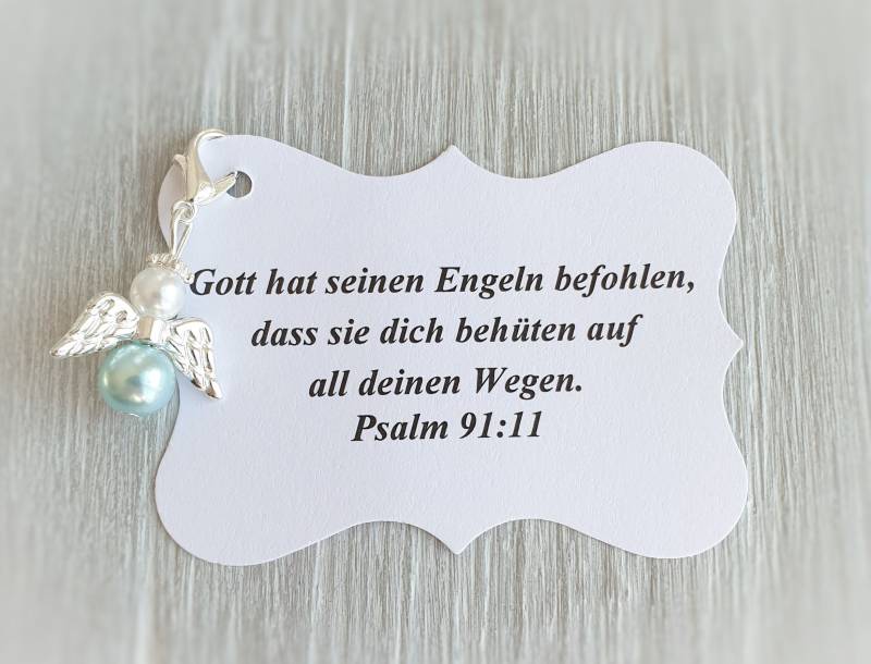 10 Schutzengel Anhänger+10 Kärtchen Taufe Kommunion Hochzeit Glückbringer Charm Versilbert Gastgeschenk Engelchen Personalisierbar von LaDuchesseAgate