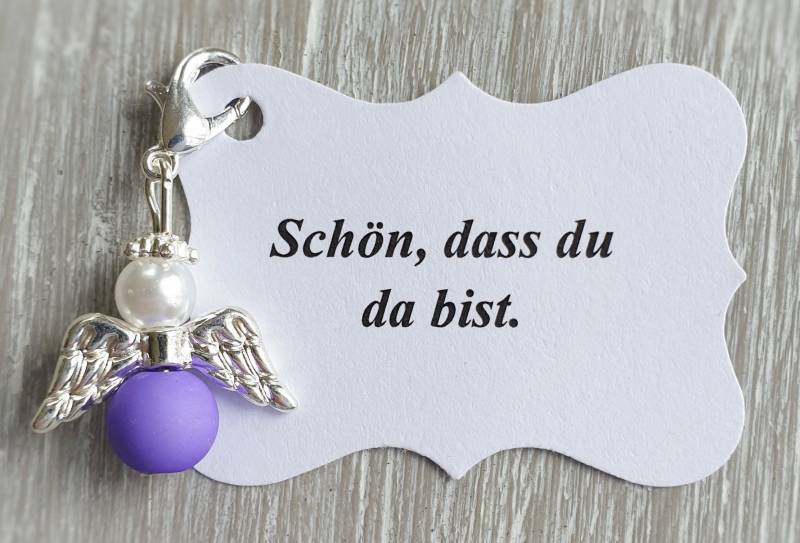 10 Schutzengel Anhänger + Kärtchen Taufe Kommunion Hochzeit Glückbringer Charm Versilbert Gastgeschenk Flügel Vermerk Personalisierbar von LaDuchesseAgate