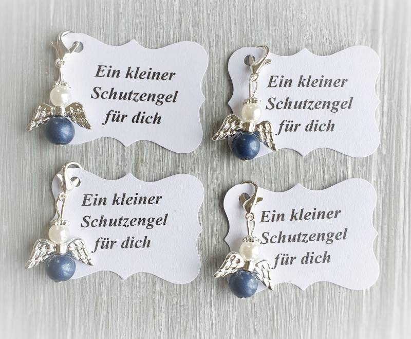 20 Schutzengel Anhänger + Kärtchen Taufe Kommunion Hochzeit Glückbringer Charm Versilbert Gastgeschenk Engelchen Personalisierbar Spc von LaDuchesseAgate