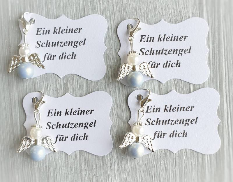 20 Schutzengel Anhänger + Kärtchen Taufe Kommunion Hochzeit Glückbringer Charm Versilbert Gastgeschenk Engelchen Personalisierbar Spc von LaDuchesseAgate