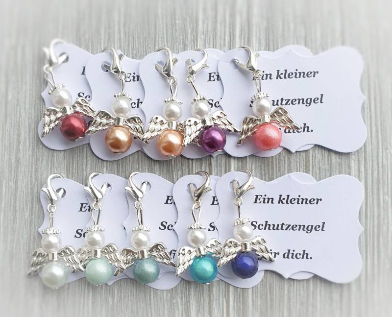 20 Schutzengel Anhänger + Kärtchen Taufe Kommunion Hochzeit Glückbringer Charm Versilbert Gastgeschenk Engelchen Vermerk Personalisierbar von LaDuchesseAgate