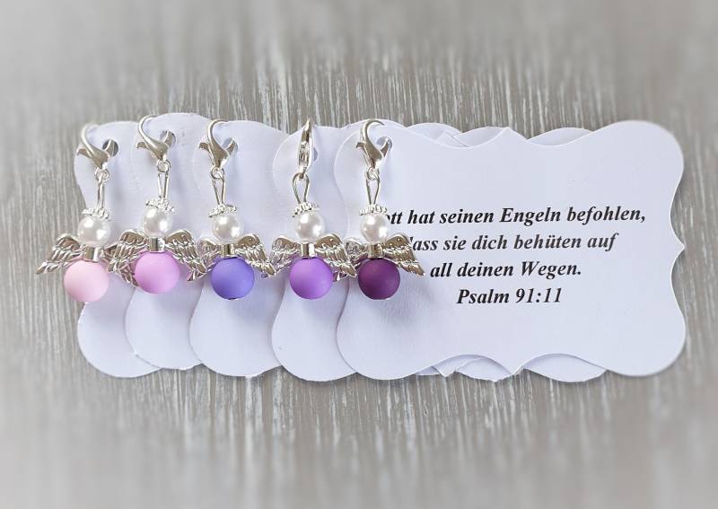 20 Schutzengel Anhänger + Kärtchen Taufe Kommunion Hochzeit Glückbringer Charm Versilbert Gastgeschenk Engelchen Vermerk Personalisierbar von LaDuchesseAgate
