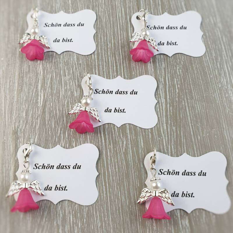 20 Schutzengel Anhänger Engel + Kärtchentaufe Kommunion Hochzeit Glückbringer Charm Versilbert Gastgeschenk Vermerk Personalisierbar von LaDuchesseAgate