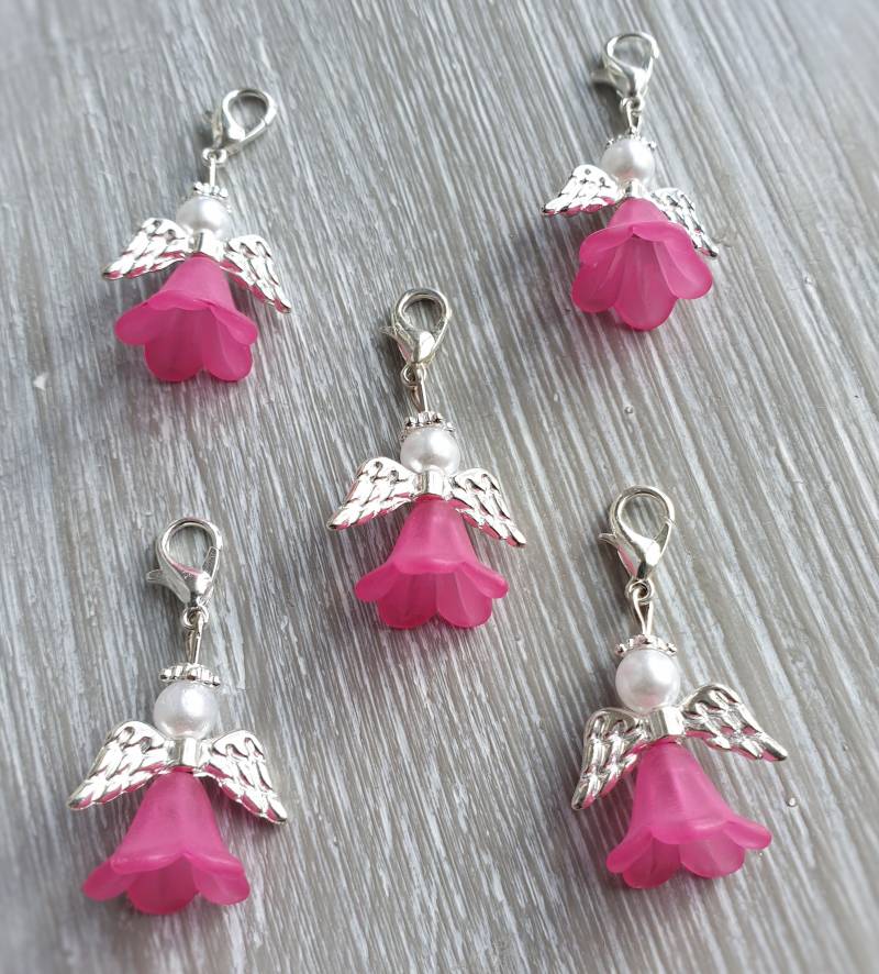 20 Schutzengel Anhänger Engel Rosa Taufe Kommunion Hochzeit Glückbringer Charm Versilbert Perlmutt Gastgeschenk Engelchen von LaDuchesseAgate