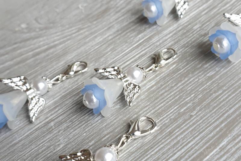 20 Schutzengel Anhänger Engel Taufe Firmung Engelchen Geburt Kommunion Hochzeit Glückbringer Charm Versilbert Perlmutt Gastgeschenk von LaDuchesseAgate