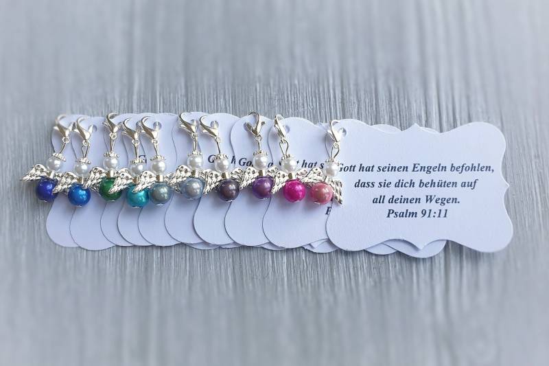 20 Schutzengel Anhänger Engel Taufe Kommunion Hochzeit Glückbringer Charm Miracle Gastgeschenk Firmung Vermerk Personalisierbar Mehrfarbig von LaDuchesseAgate