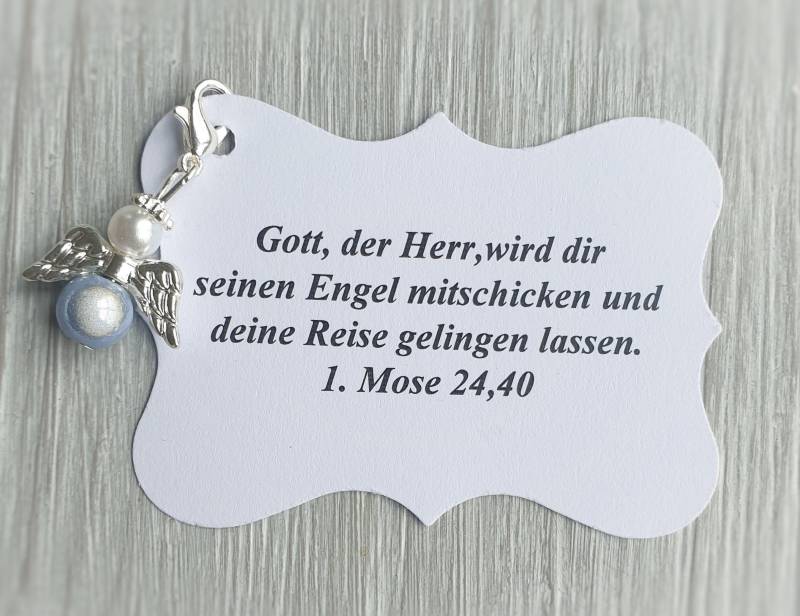 20 Schutzengel Anhänger Engel Taufe Kommunion Hochzeit Glückbringer Charm Miracle Perlen Gastgeschenk Firmung Personalisierbar Grau-Blau von LaDuchesseAgate