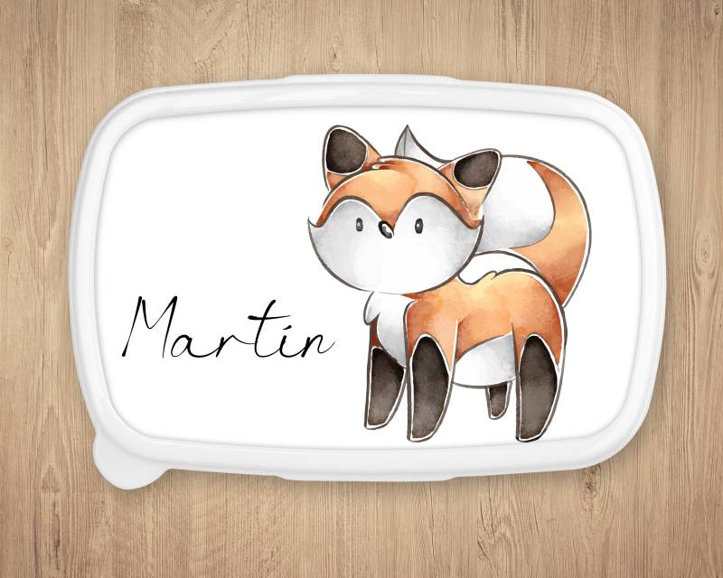 Personalisierte Lunchbox, Aquarell Fuchs Design von LaFabrik34