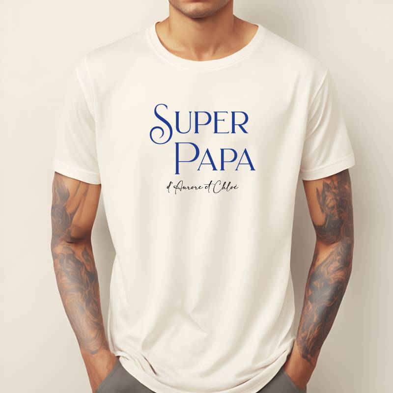 Personalisiertes T-Shirt, Herrenmodell, 100 % Bio-Baumwolle, 24 Farben Zur Auswahl, Super-Papa, Onkel, Pate, Opa Personalisiertes T-Shirt, Herrenmodell, 100 % Bio-Baumwolle, 24 Farben Zur Auswahl, Super-Papa, Onkel, Pate, Opa von LaFabrik34