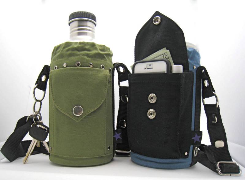 Isolierte Canvas Wasserflasche Crossbody Carrier Mit Handytasche Isolierte Canvas Wasserflasche Crossbody Carrier Mit Handytasche von LaFae