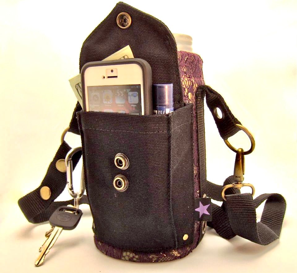 Thermo-Flaschenhalter Spitze & Canvas Carrier Mit Handytasche von LaFae