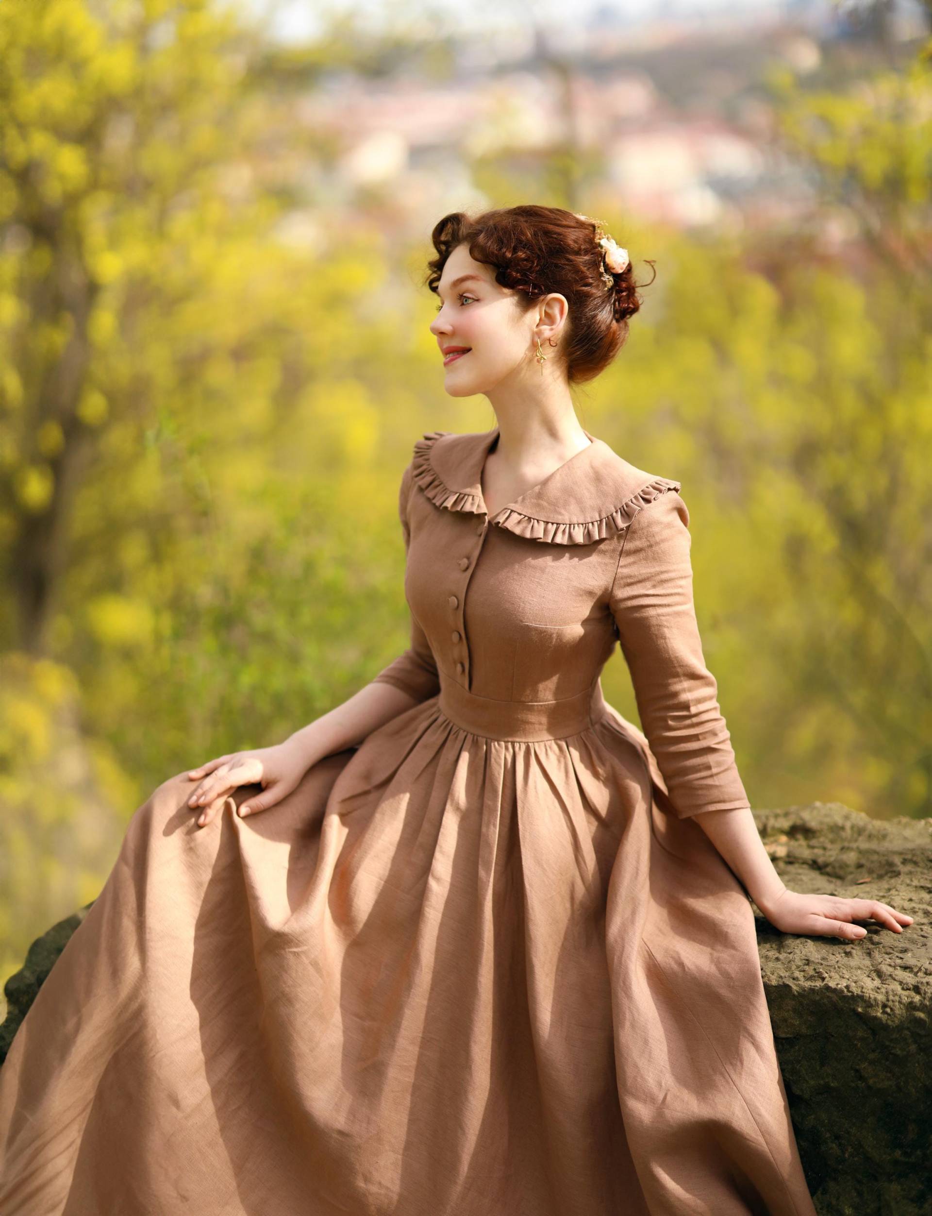 Alice Kleid. 100% Leinenkleid. Natürliches Bescheidenes Stillkleid. Maßgeschneidertes Kleid von LaFeminiteDress