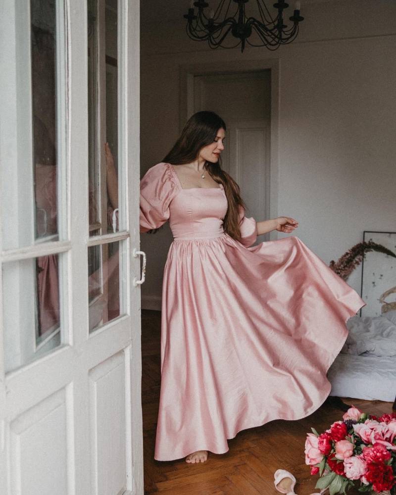 Das Peony-Kleid. Baumwoll Kleid. Natürliches Puffärmel. Kleid Nach Maß Gefertigt von LaFeminiteDress