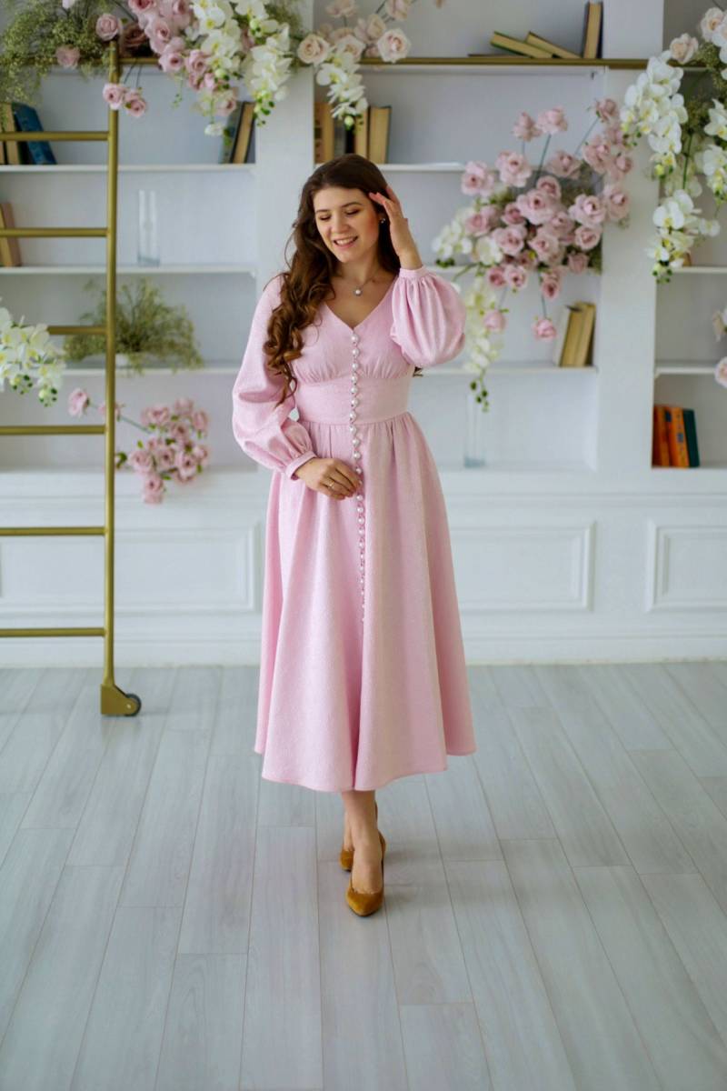 Lydia Kleid. Jacquardkleid. Baumwolle Jacquard. Perlmuttknöpfe von LaFeminiteDress