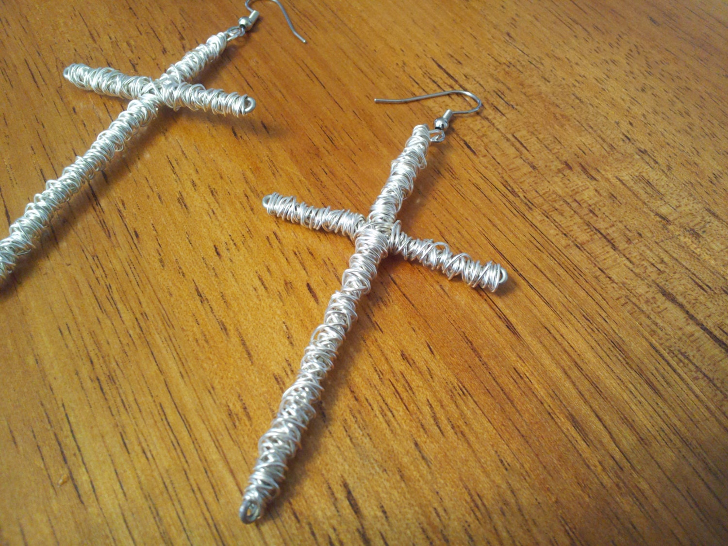 Kreuz Silber Oder Gold Ohrringe Md Ca. 3 in Oben Nach Unten von LaFleurArtistique