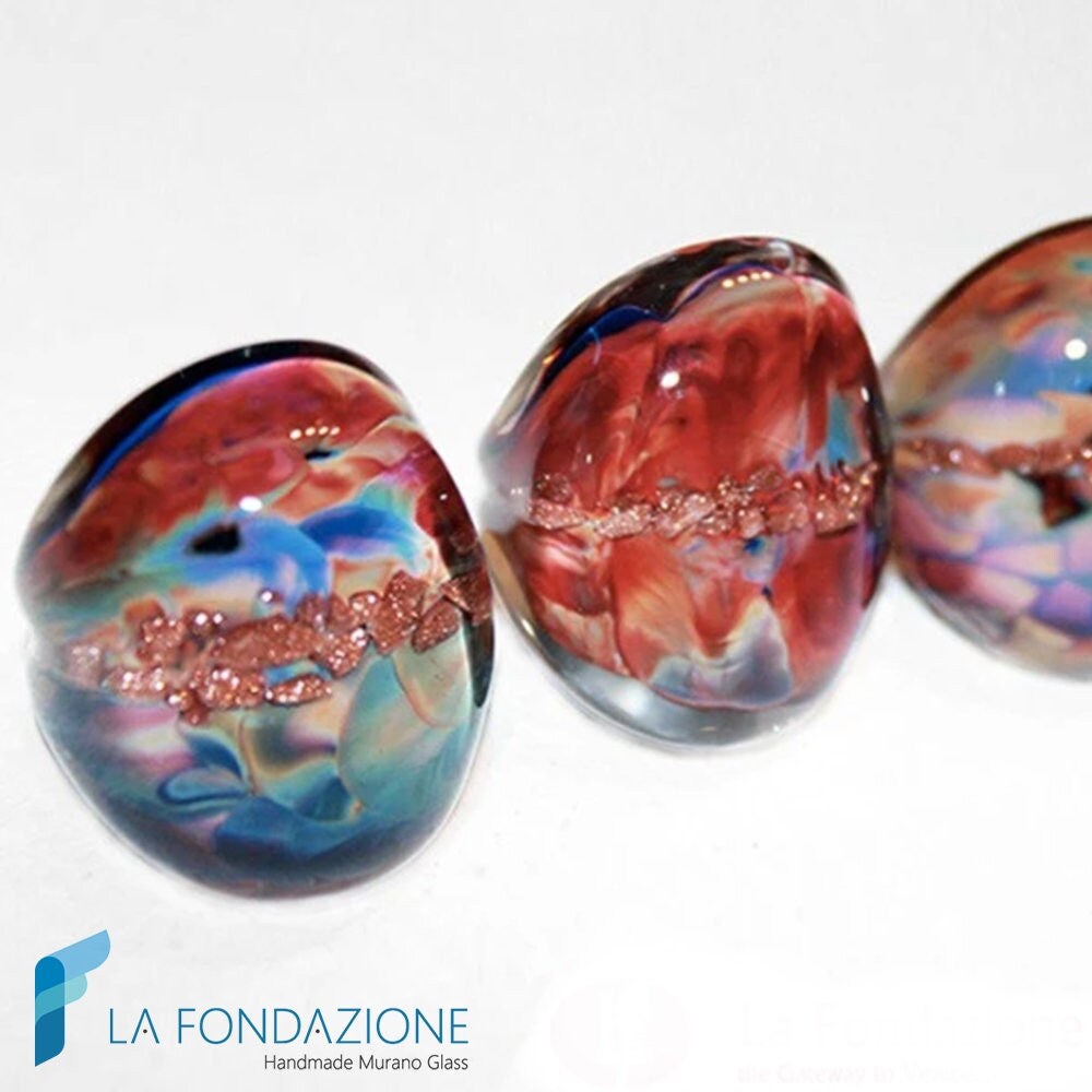 Runder Chalcedon-Bandring Mit Handgefertigtem Aventurin Aus Muranoglas Und Geschenkbox Runder Chalcedon-Bandring Mit Handgefertigtem Aventurin Aus Muranoglas Und Geschenkbox von LaFondazioneMurano