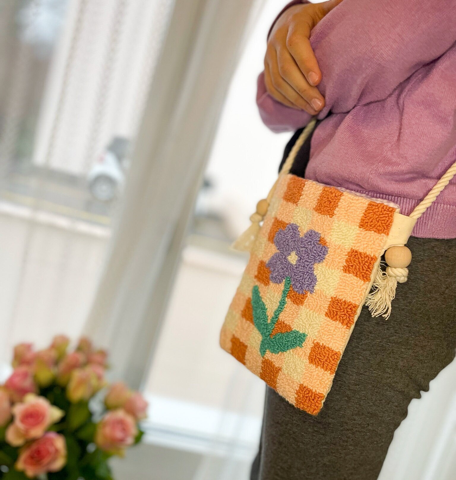 Handgemachte Punch Needle Umhängetasche, Crossbody Bag Handgemachte Punch Needle Umhängetasche, Crossbody Bag von LaGaiaDesign