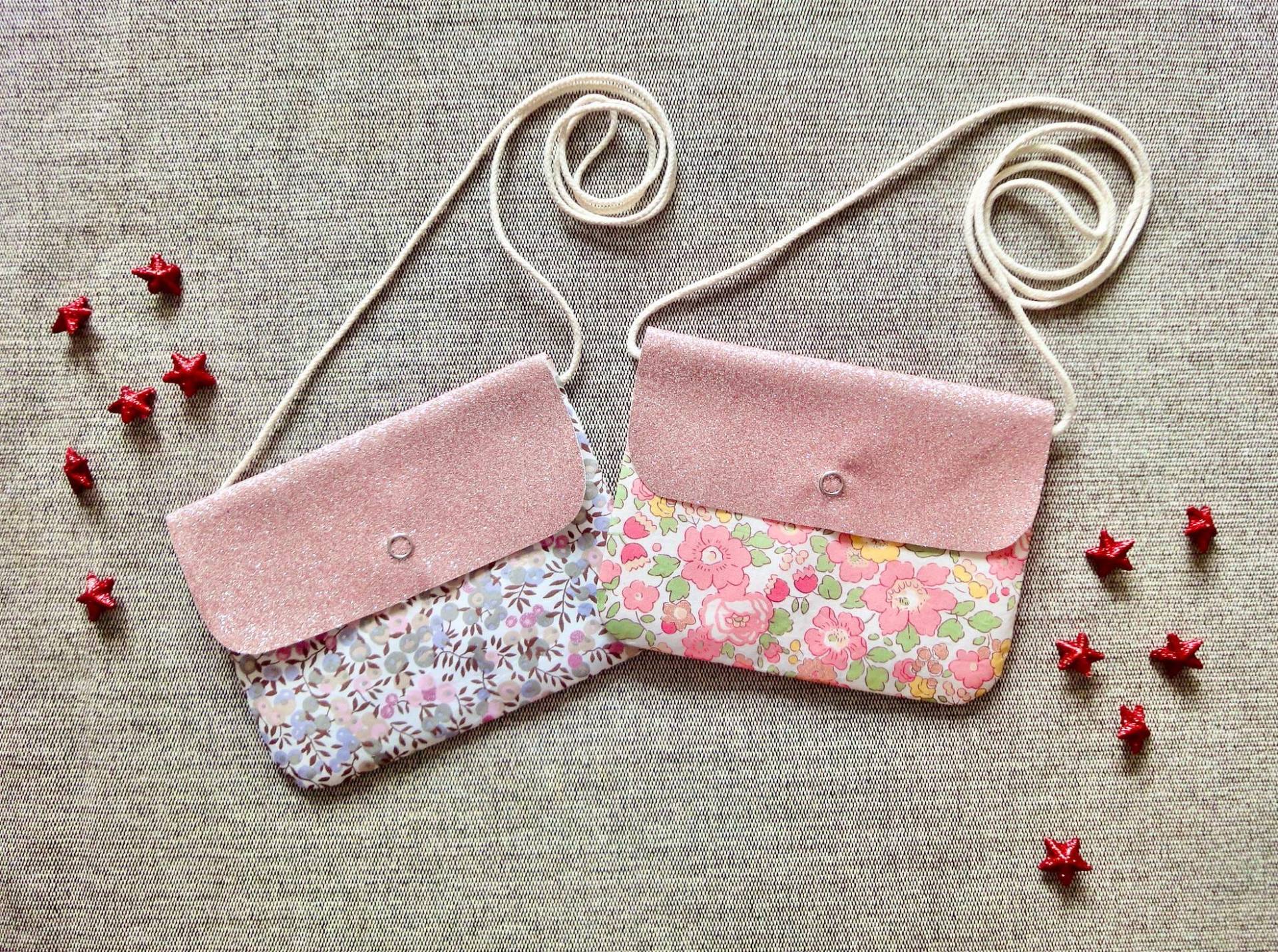 Liberty-Tasche Für Kleines Mädchen, Hergestellt Aus Glitzerndem Canvas Und Liberty-stoff, Geschenk Ein Mädchen von LaGardeRobeDeGaby