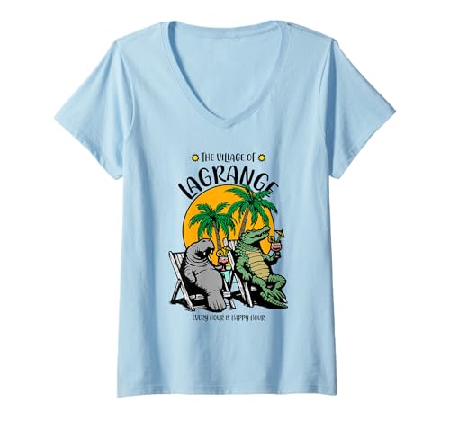 Damen The Village of LaGrange TV Seekuh Alligator Design T-Shirt mit V-Ausschnitt Damen The Village of LaGrange TV Seekuh Alligator Design T-Shirt mit V-Ausschnitt von LaGrange TV FL USA Designs and Souvenirs